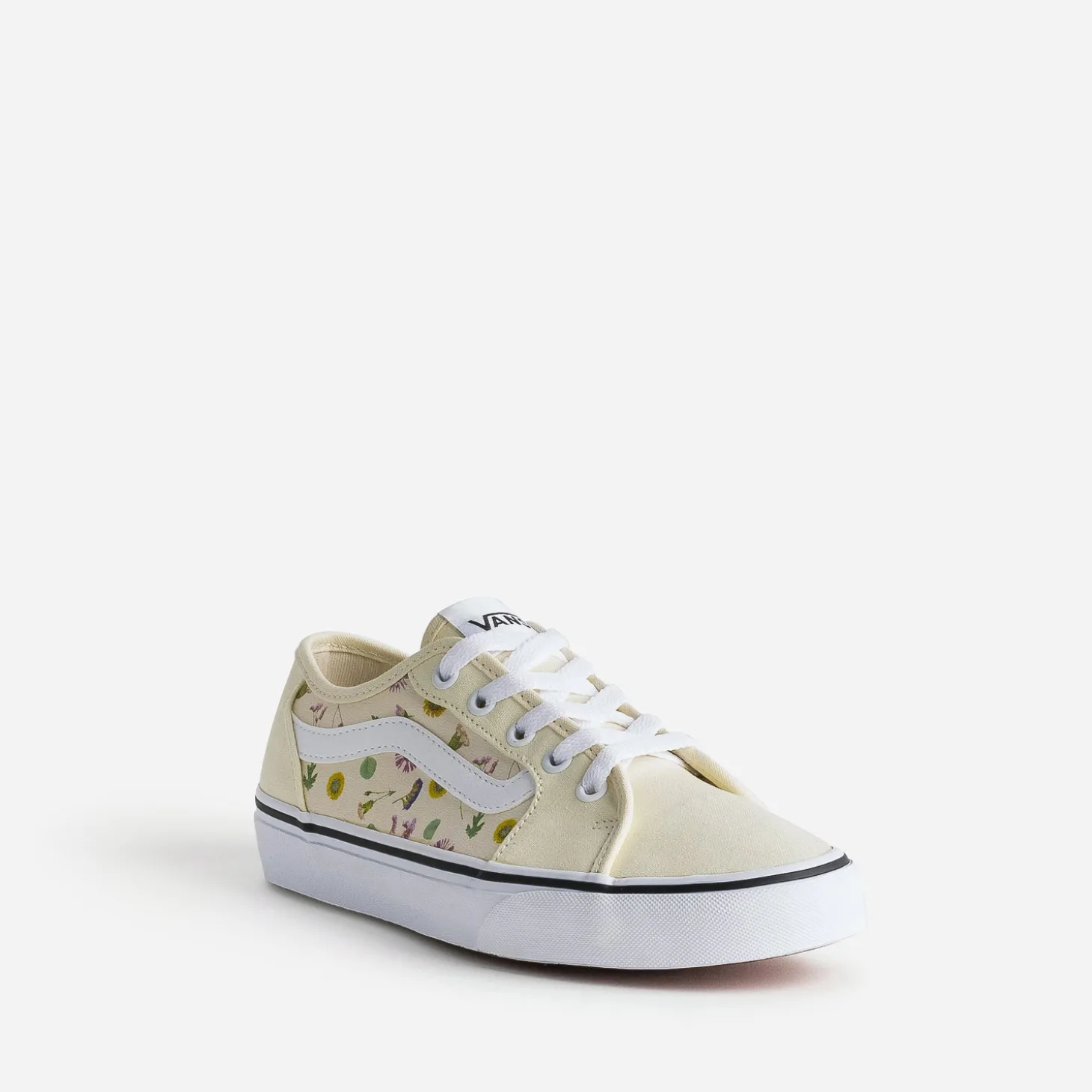 Tennis VANS jaune pâle en toile à empiècements fleuris
