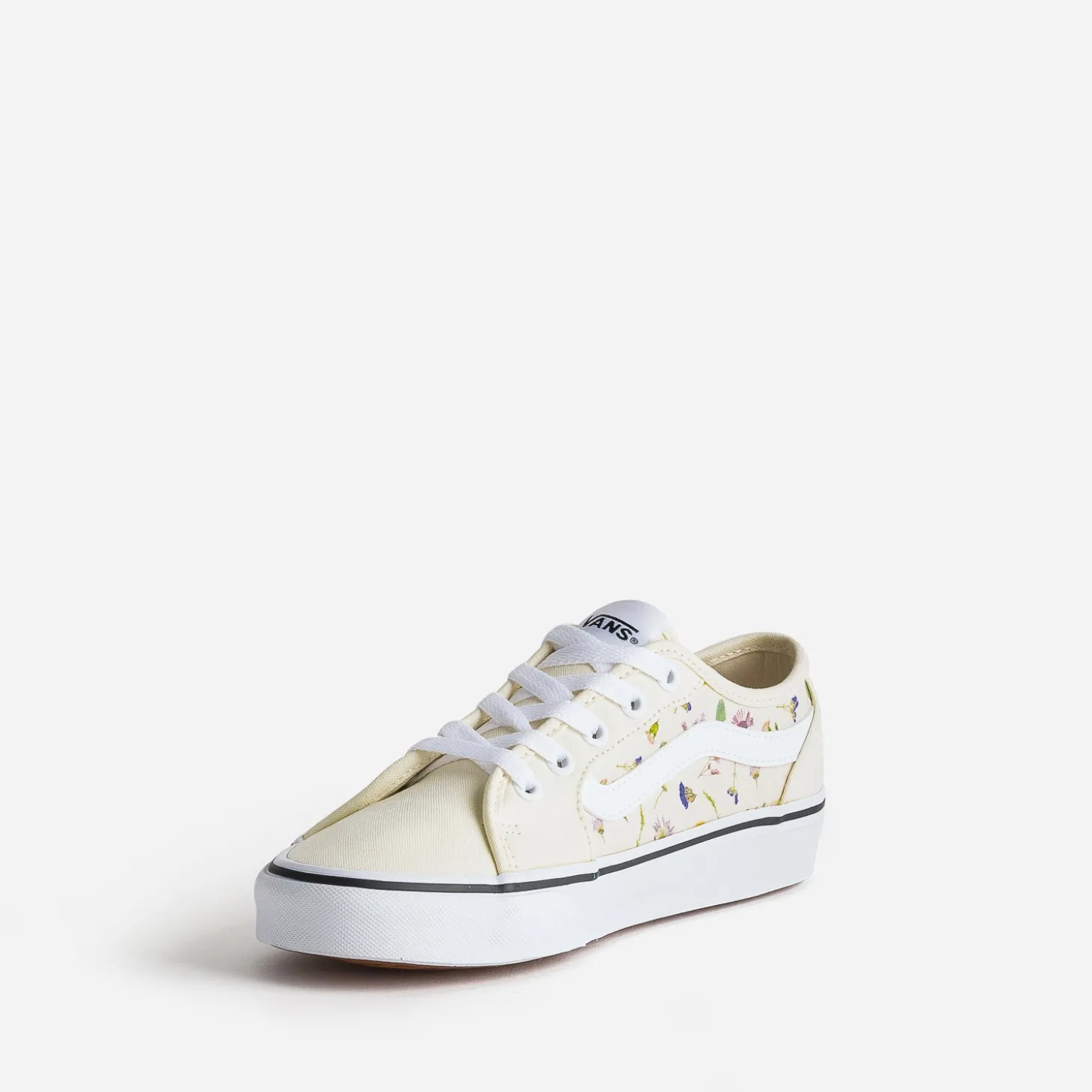 Tennis VANS jaune pâle en toile à empiècements fleuris