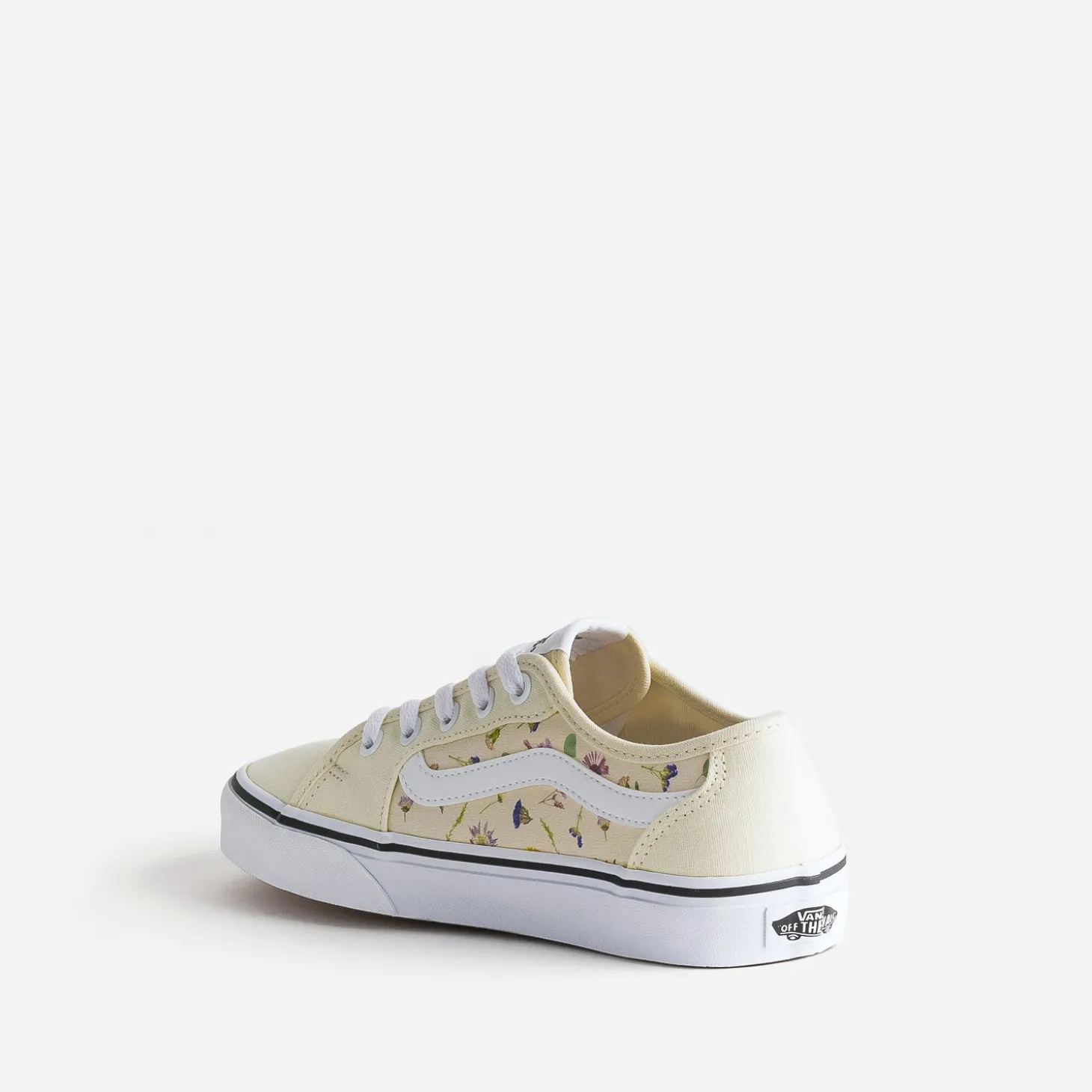 Tennis VANS jaune pâle en toile à empiècements fleuris