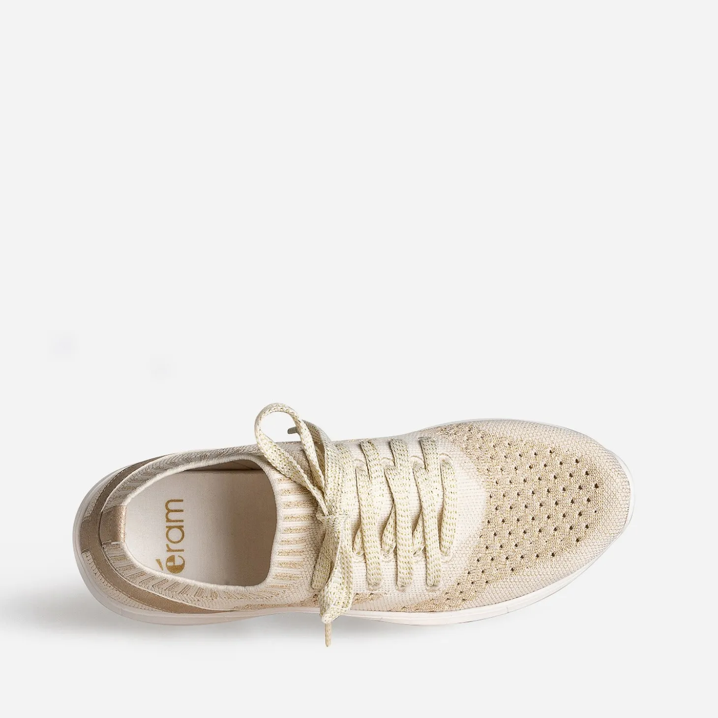 Tennis-chaussette beige et doré tricotée éco-conçue