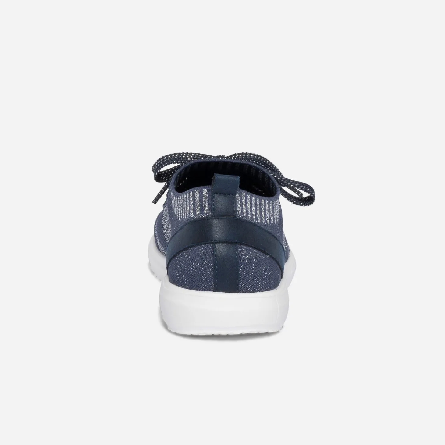Tennis-chaussette bleue et argentée tricotée éco-conçue