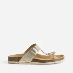 Tong anatomique dorée en cuir éco-conçu