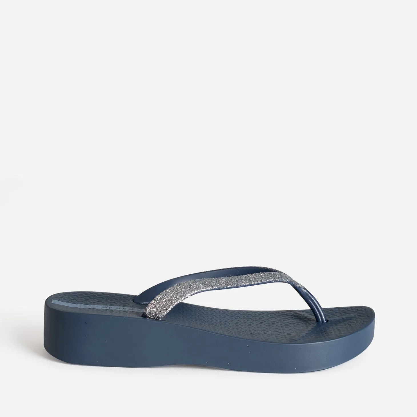 Tong IPANEMA bleue plateforme et brides pailletées