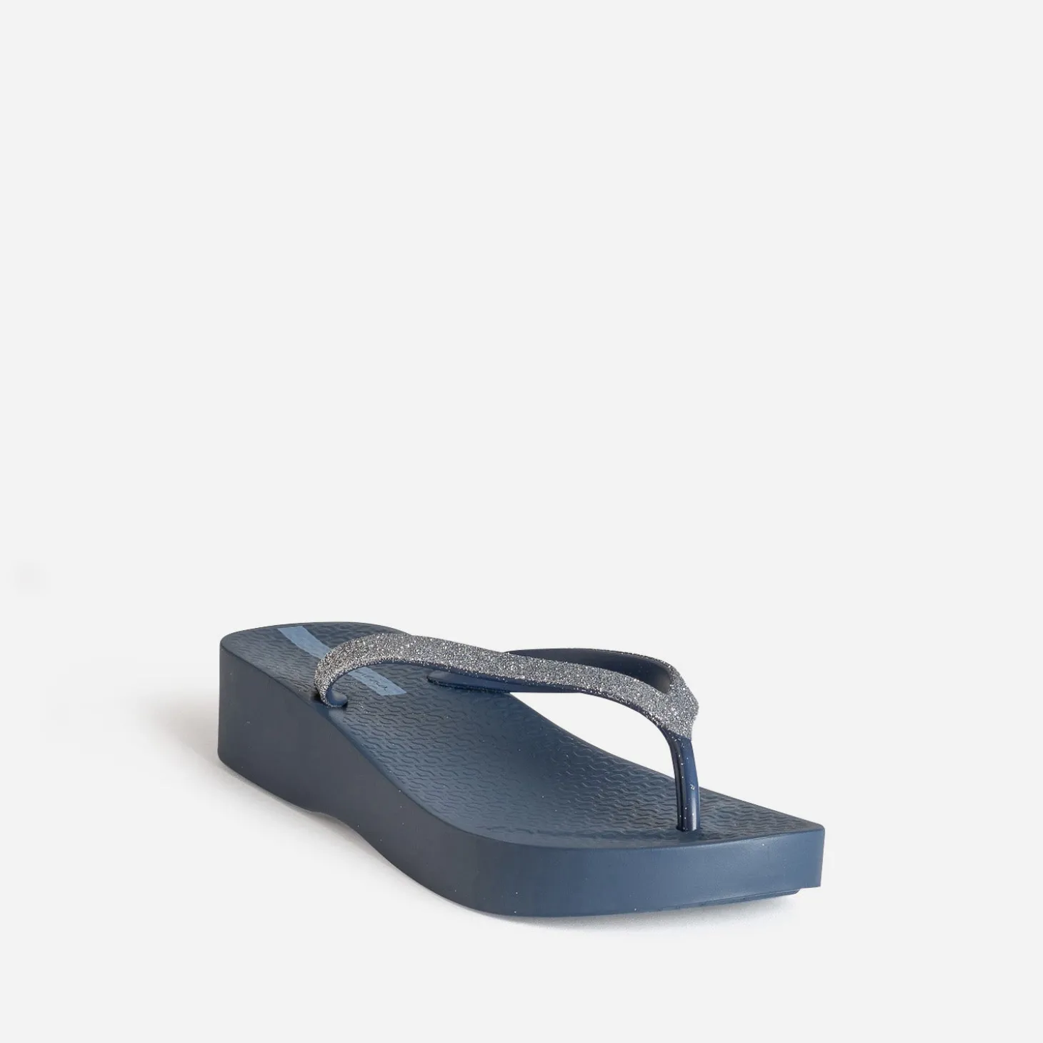 Tong IPANEMA bleue plateforme et brides pailletées