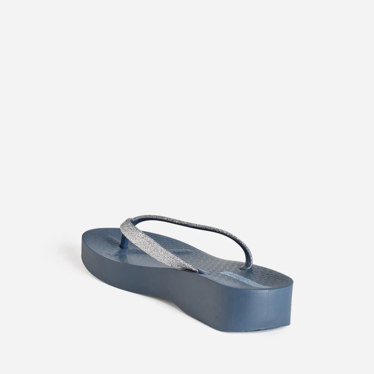 Tong IPANEMA bleue plateforme et brides pailletées