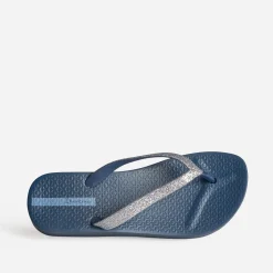 Tong IPANEMA bleue plateforme et brides pailletées