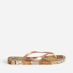 Tong IPANEMA marron imprimé léopards