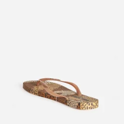 Tong IPANEMA marron imprimé léopards
