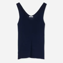 Top TEXTO marine tricot côtelé