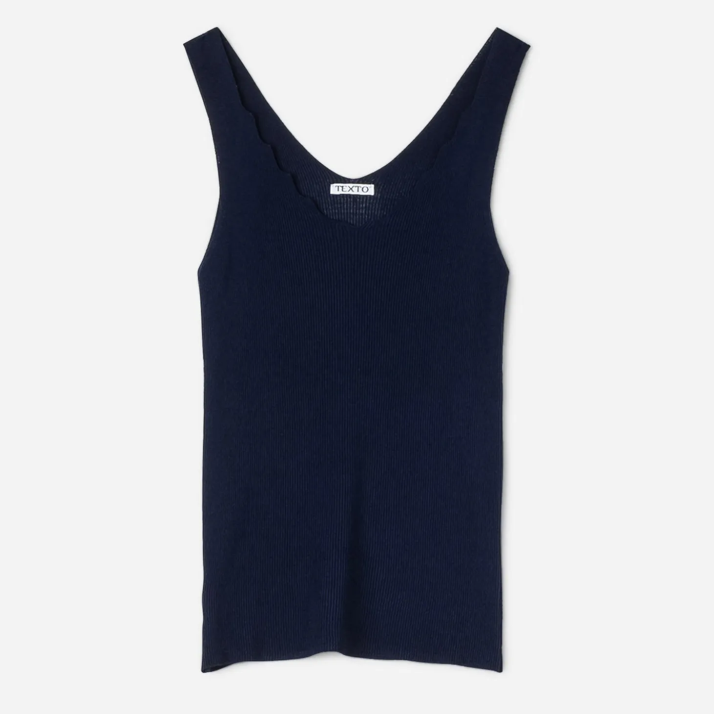 Top TEXTO marine tricot côtelé
