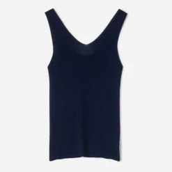 Top TEXTO marine tricot côtelé