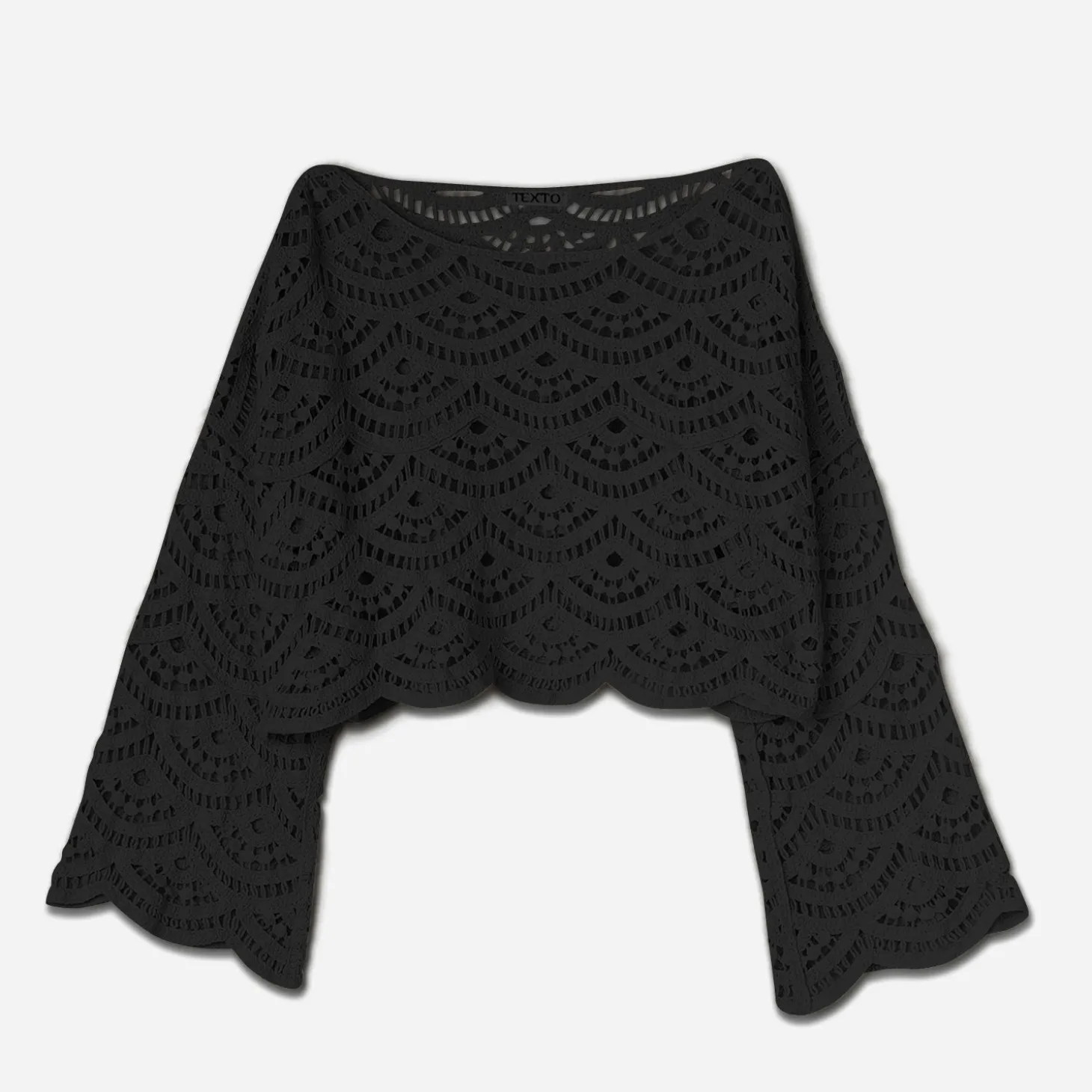 Top TEXTO noir en macramé
