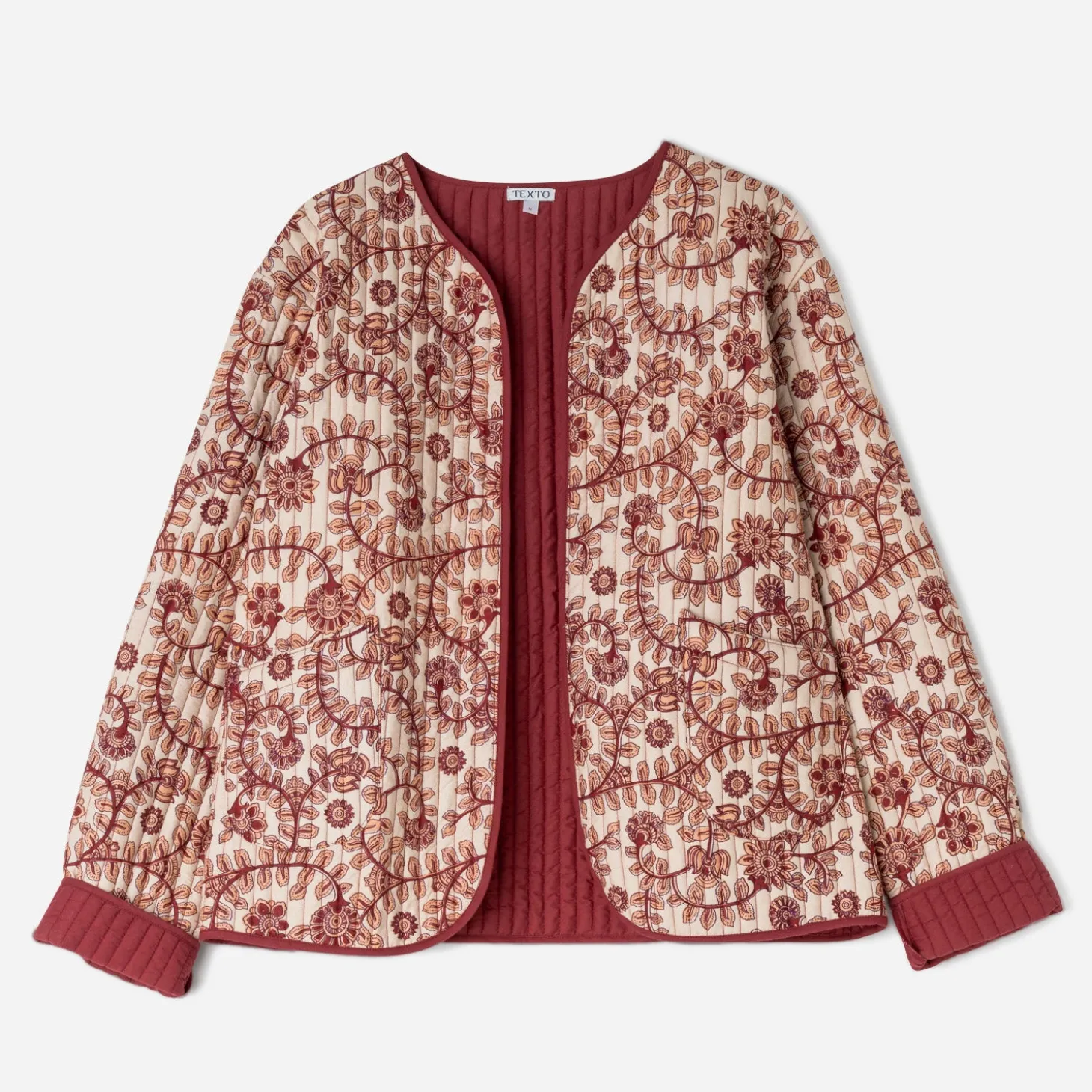 Veste TEXTO beige imprimé fleurs indiennes